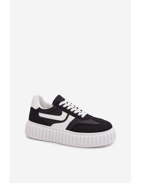 Women's Platform Sneakers With Eco Suede Black Cadrina