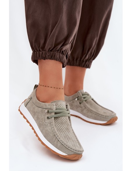 Women's Suede Loafers Green Amela