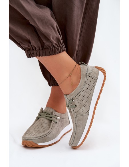 Women's Suede Loafers Green Amela