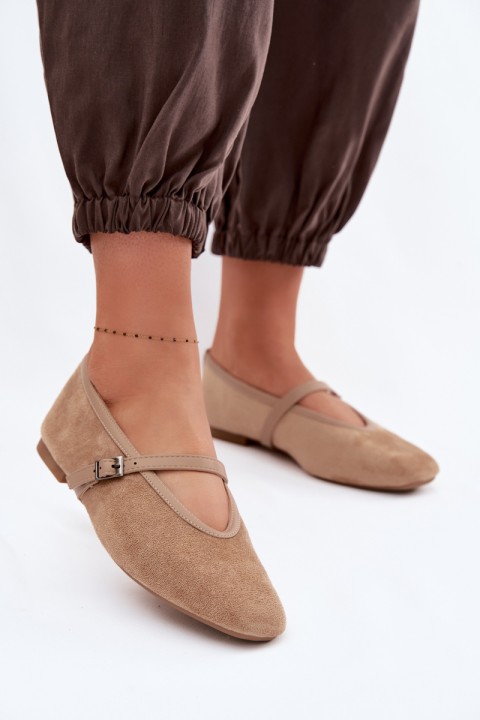 Eko Suede Beige Ballerinas With Strap Felora