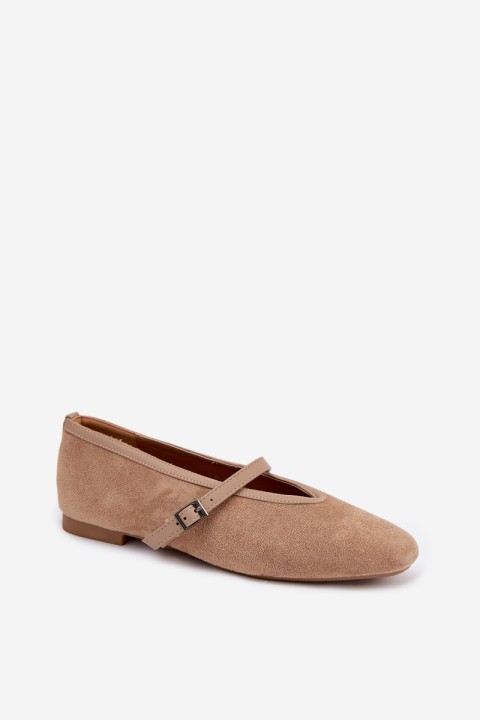 Eko Suede Beige Ballerinas With Strap Felora