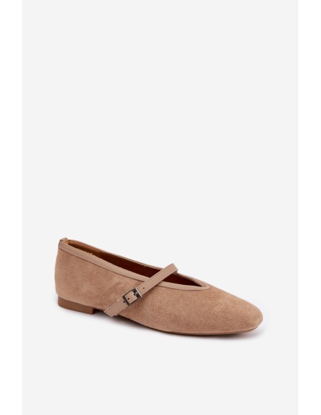 Eko Suede Beige Ballerinas With Strap Felora