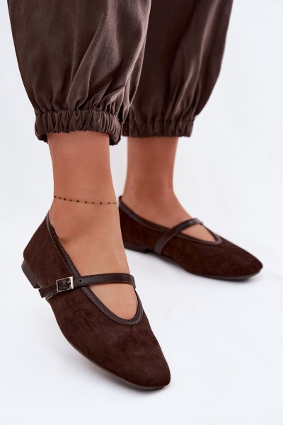 Felora Eco Suede Ballerinas With Strap