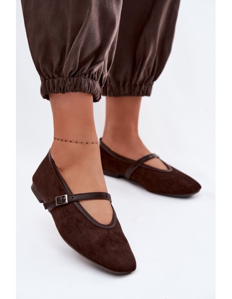 Felora Eco Suede Ballerinas With Strap