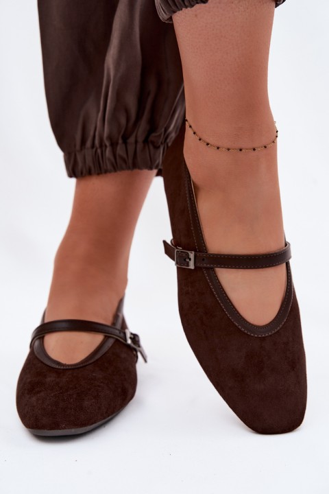 Felora Eco Suede Ballerinas With Strap