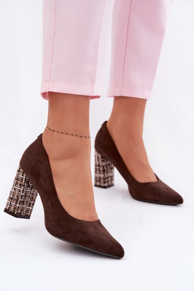 Suede Pumps with Embellishment Sergio Leone PB216 Chocolate