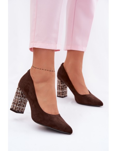 Suede Pumps with Embellishment Sergio Leone PB216 Chocolate