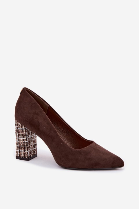 Suede Pumps with Embellishment Sergio Leone PB216 Chocolate