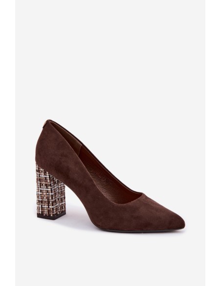 Suede Pumps with Embellishment Sergio Leone PB216 Chocolate