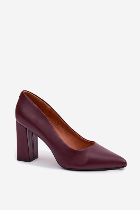 Sergio Leone PB216 Eco Leather Block Heels Shoes Bordeaux
