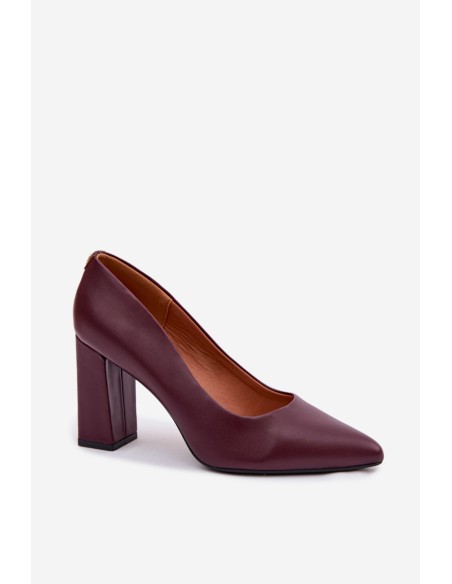 Sergio Leone PB216 Eco Leather Block Heels Shoes Bordeaux