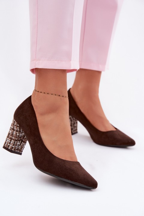 Sergio Leone PB414 Chocolate Eco Suede Heeled Shoes