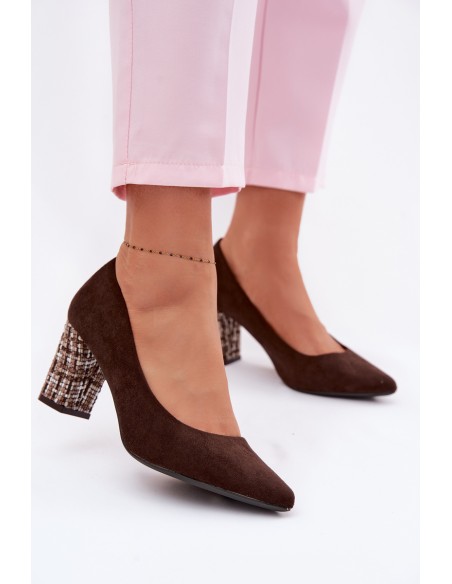 Sergio Leone PB414 Chocolate Eco Suede Heeled Shoes