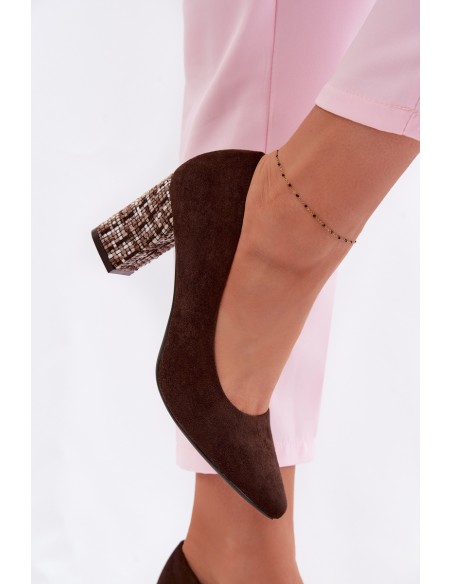 Sergio Leone PB414 Chocolate Eco Suede Heeled Shoes