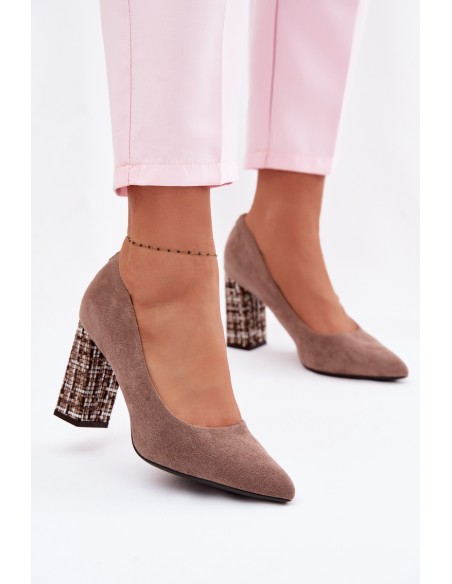 Suede Women's Shoes with Embellished Heel Sergio Leone PB216 Light Brown