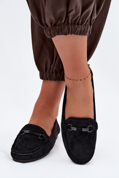 Women's Flat Black Moccasins Olisa