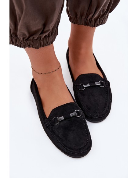 Women's Flat Black Moccasins Olisa
