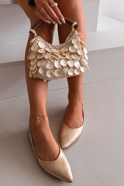 Eco Leather Ballerinas Gold Nelisa 2