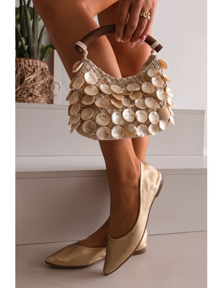 Eco Leather Ballerinas Gold Nelisa