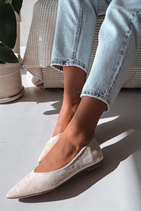 Lelisa Beige Eco Suede Flats