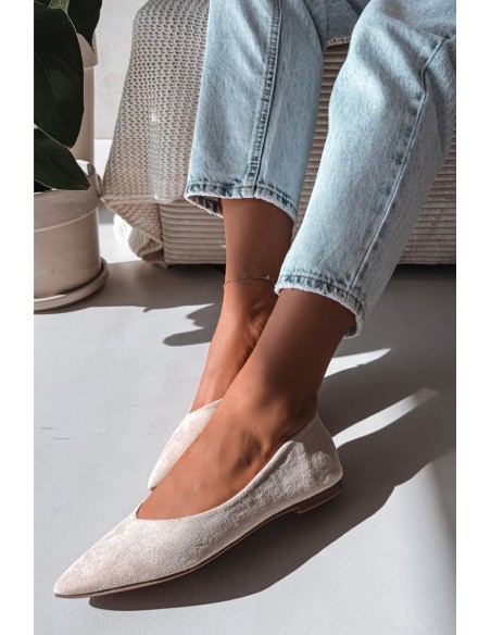 Lelisa Beige Eco Suede Flats