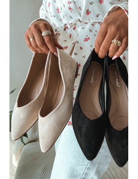 Lelisa Beige Eco Suede Flats