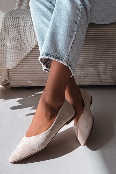 Lelisa Beige Eco Suede Flats