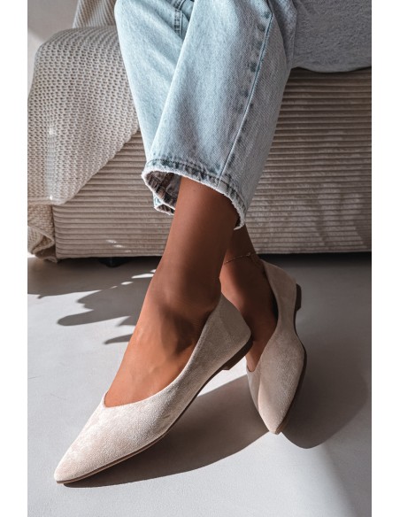 Lelisa Beige Eco Suede Flats