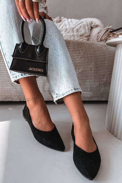 Flat Eco Suede Black Ballerinas Lelisa 2