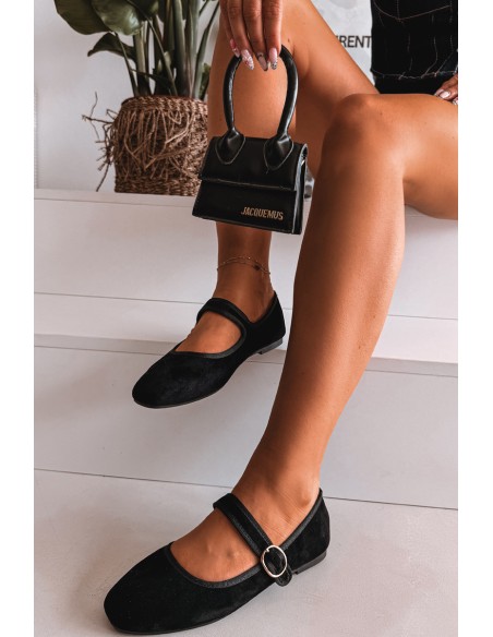 Black Ballerinas With Strap and Gold Buckle Kelisa