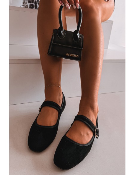Black Ballerinas With Strap and Gold Buckle Kelisa