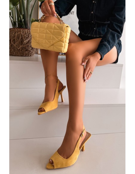Women's High Heel Eco Suede Yellow Sandals Sevina