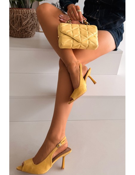 Women's High Heel Eco Suede Yellow Sandals Sevina