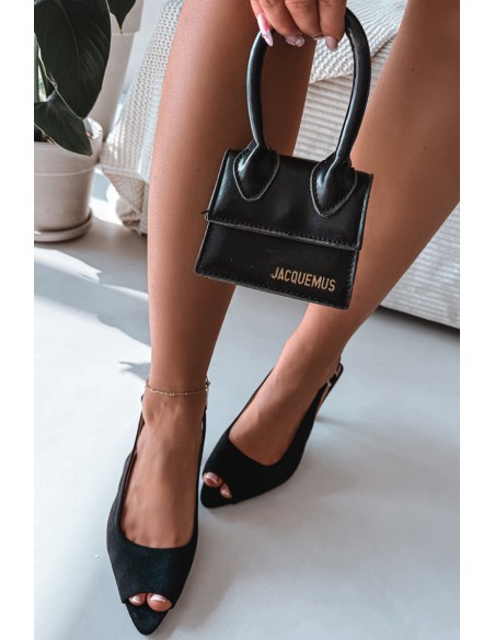 Women's High-Heeled Eco Suede Black Sandals Sevina