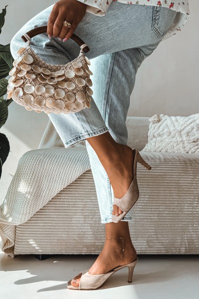 Women's Beige Slim Heeled Sandals Revina 2