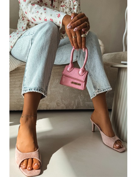 Women's Slim Heeled Pink Slides Revina