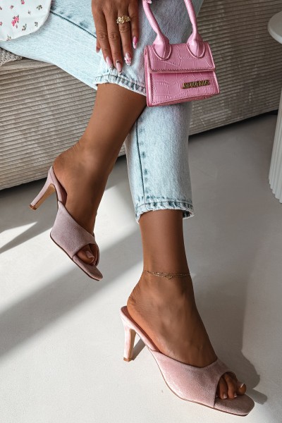 Women's Slim Heeled Pink Slides Revina 2