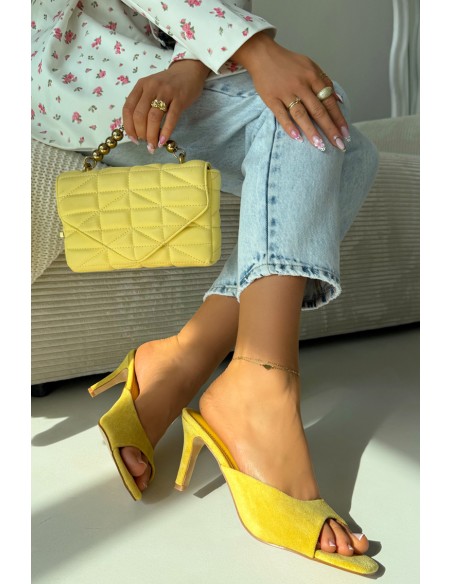 Women's Slim Heeled Yellow Revina Sandals