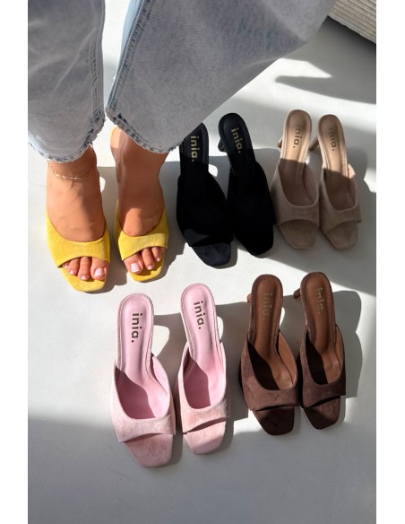 Women's Slim Heeled Yellow Revina Sandals