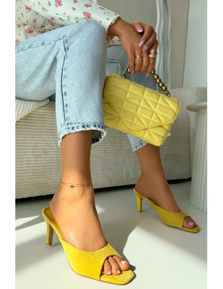 Women's Slim Heeled Yellow Revina Sandals