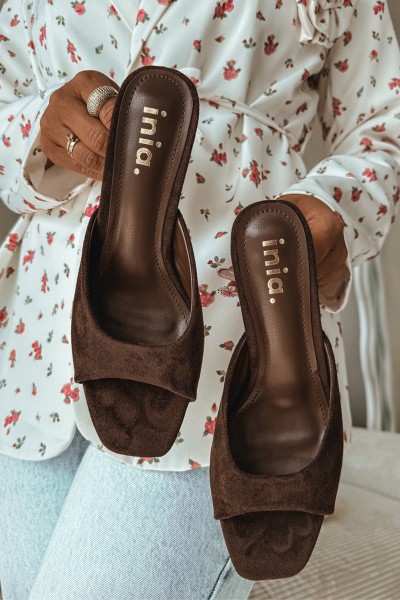 Women's Slim Heeled Chocolate Revina Sandals 2