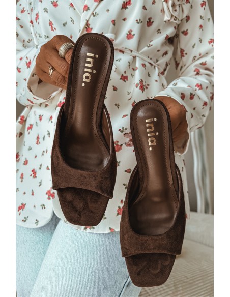 Women's Slim Heeled Chocolate Revina Sandals