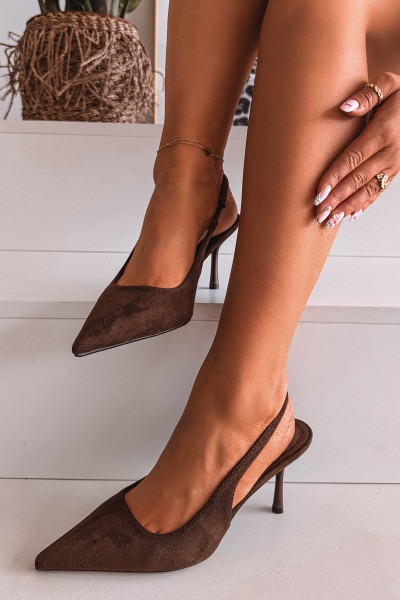 Women's High Heel Sandals With Eco Suede Chocolate Kevina