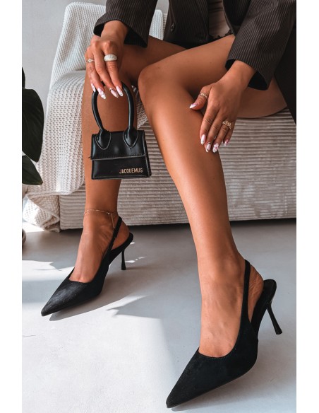 Women's High Heel Sandals Made of Eco Suede Black Kevina