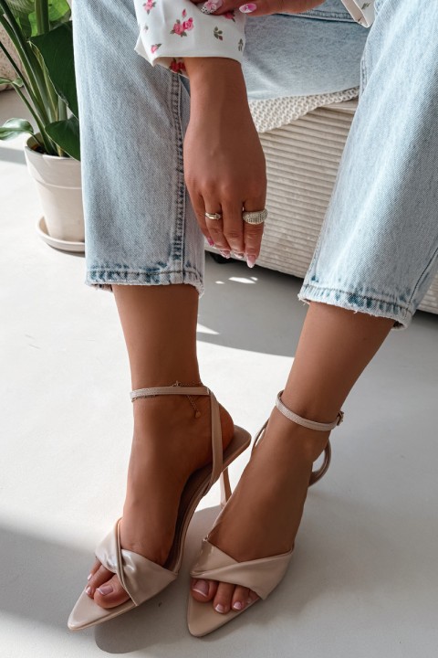 Women's High Heel Sandals Made of Eco Leather Beige Sedira