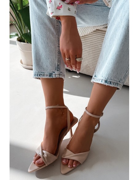 Women's High Heel Sandals Made of Eco Leather Beige Sedira