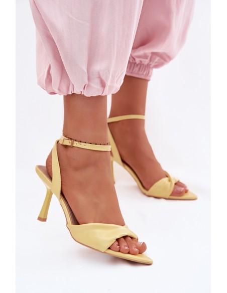 Women's High Heel Sandals Made of Eco Leather Yellow Sedira