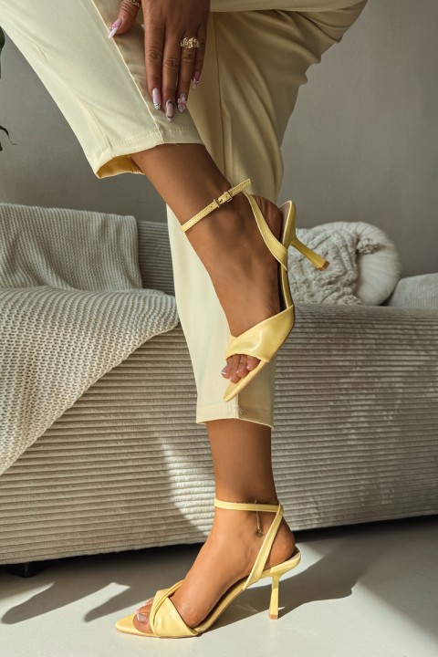 Women's High Heel Sandals Made of Eco Leather Yellow Sedira