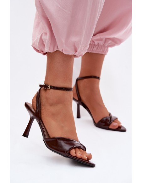 Women's High Heel Sandals Made of Eco Leather Chocolate Sedira