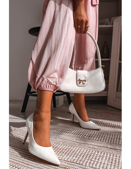 Classic Patent Leather High Heels Made of Faux Leather White Odira